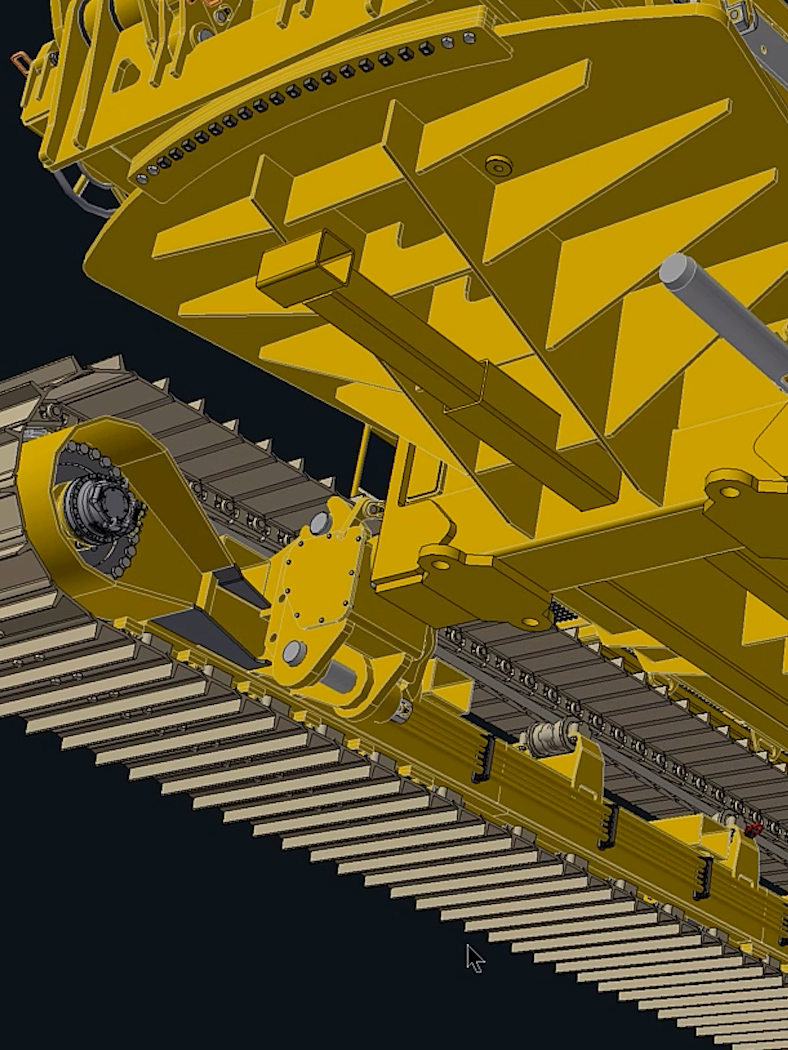 3D rendering of construction vehicle tracks