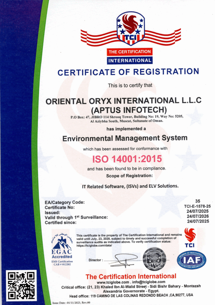 ISO 14001:2015 Certificate
