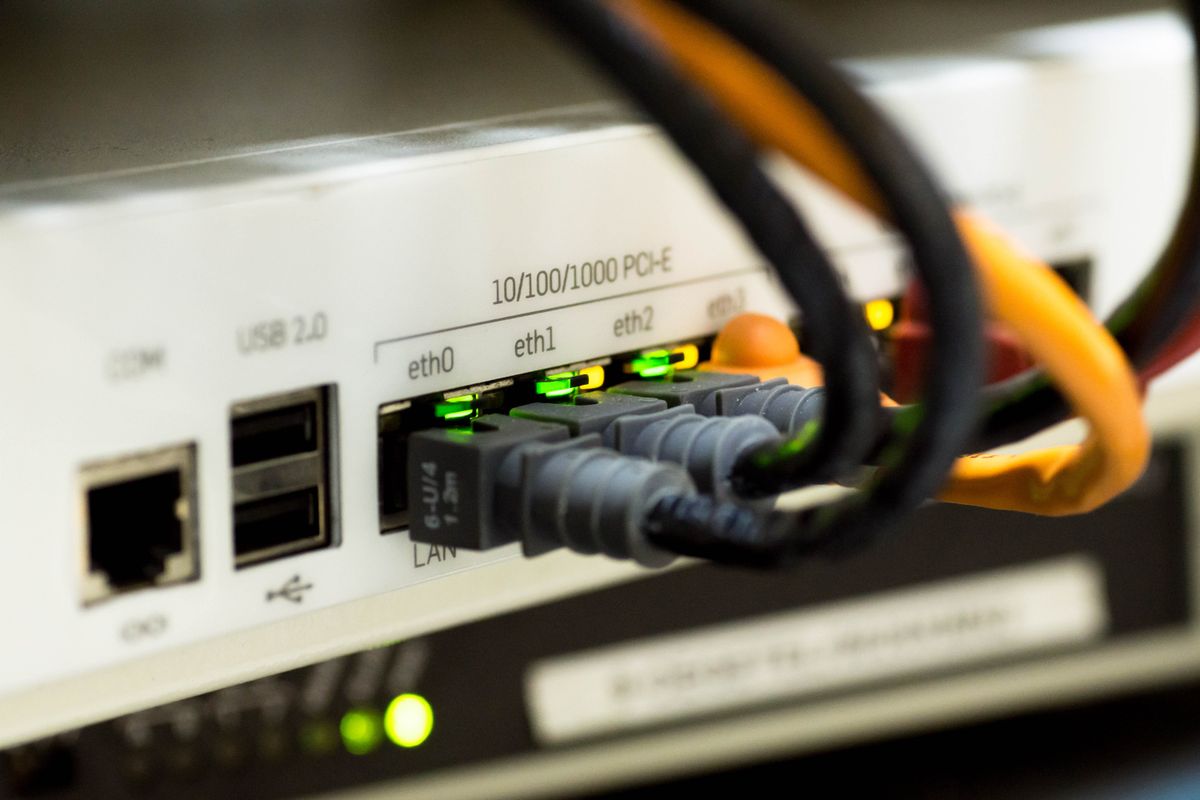PoE switch connecting powered network devices